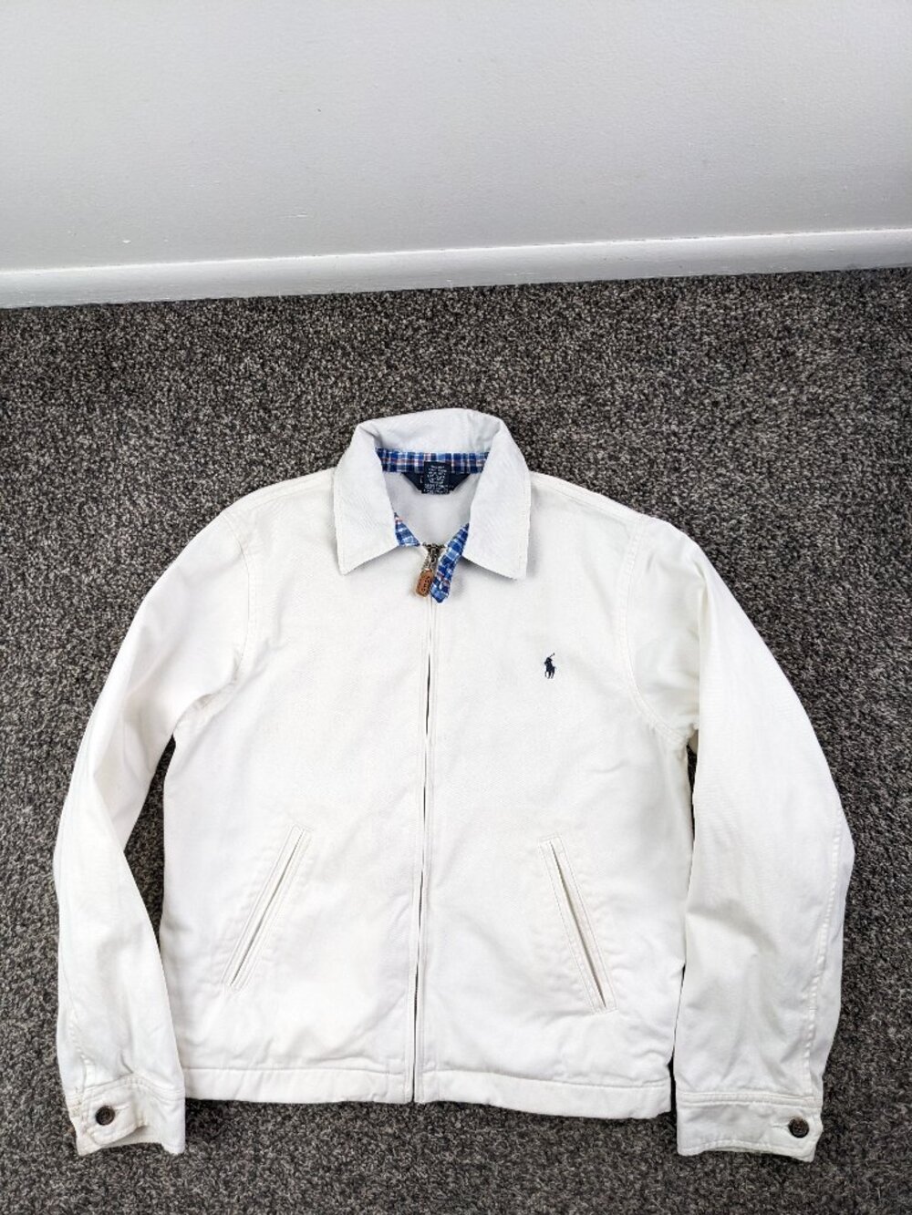 Vintage Polo Ralph Lauren Jacket Harrington Style Youth Boys Medium 12-14 *Flaw